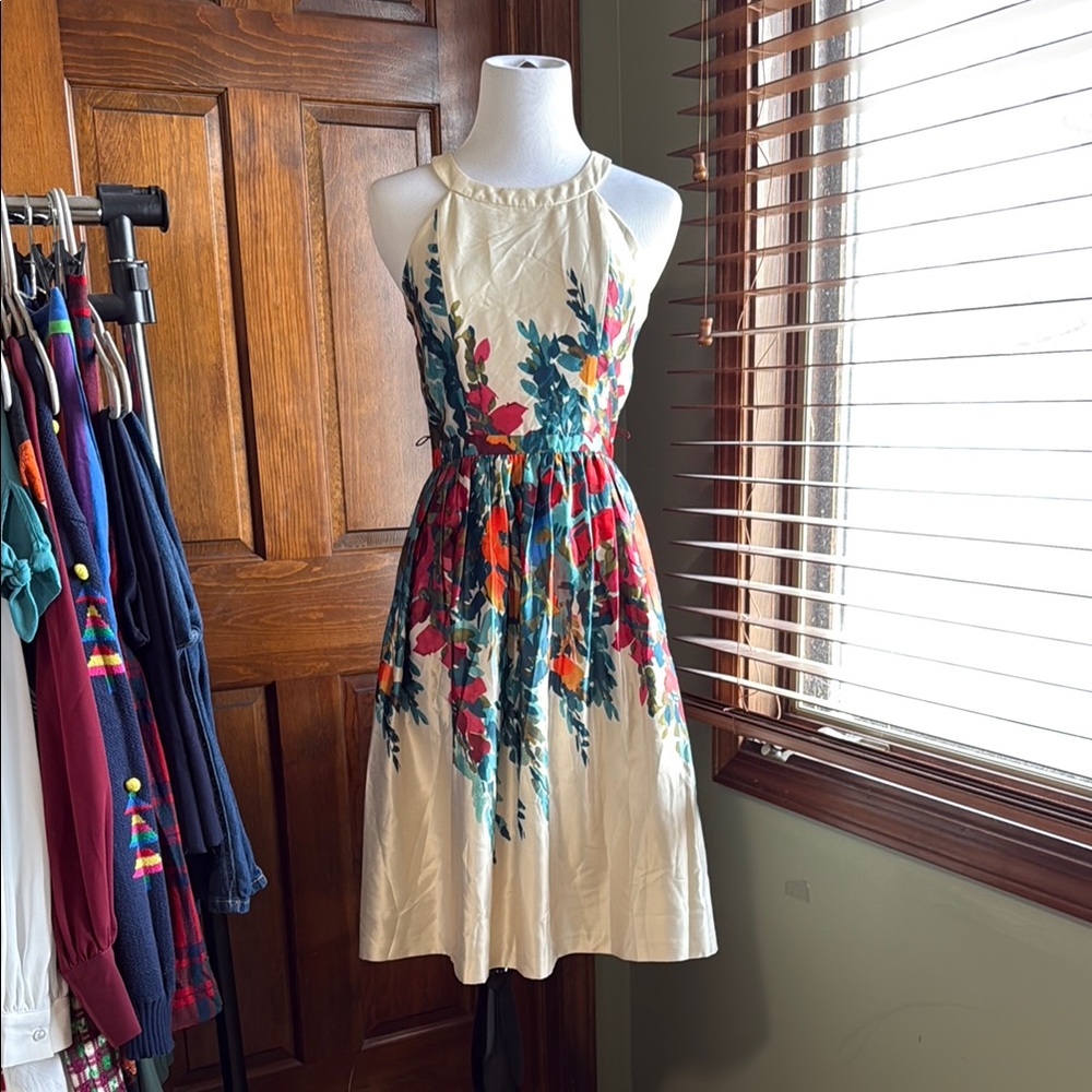 Modcloth High Neck Halter Fit and Flare Midi Dress